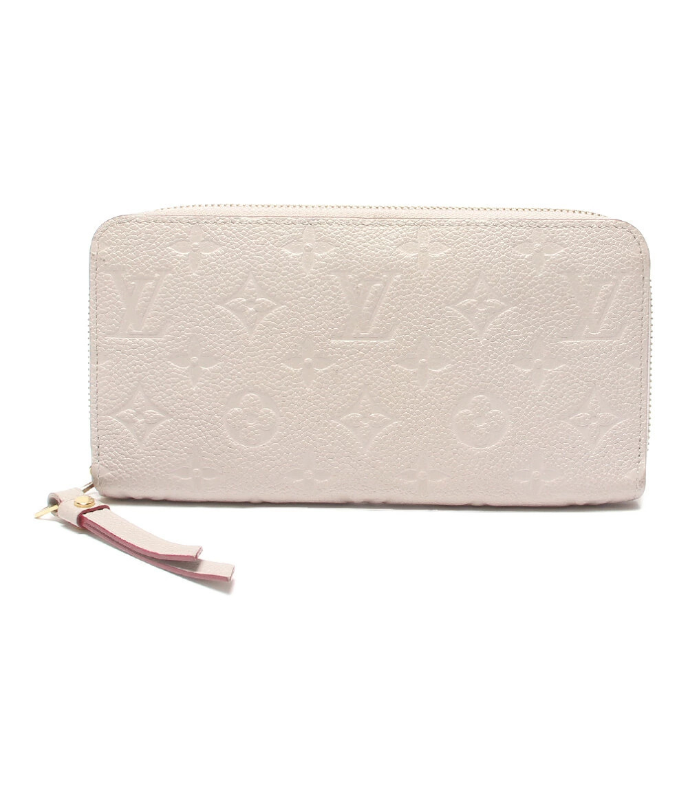 Louis Vuitton Round Zipper Wallet Monogram Empreinte Leather White Tan